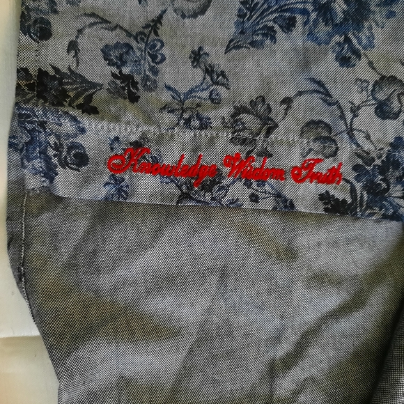 Robert Graham-Knowledge Wisdom, Truth, Gray/Blue Shirt Flip Cuffs, Men's Size XL - Picture 4 of 14